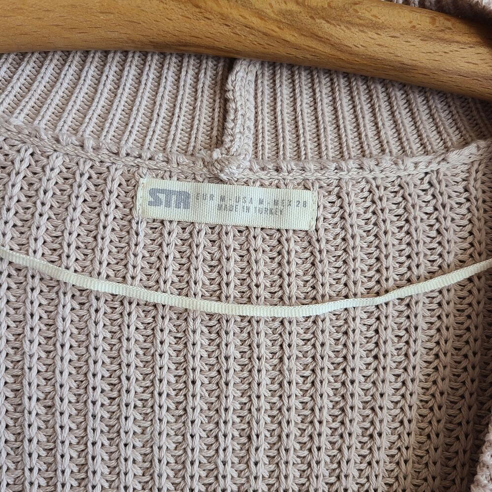 Asos Cardigan Sweater Top Stradivarius Tan Button Down Vneck M Fall Cottage Boho - Picture 2 of 4